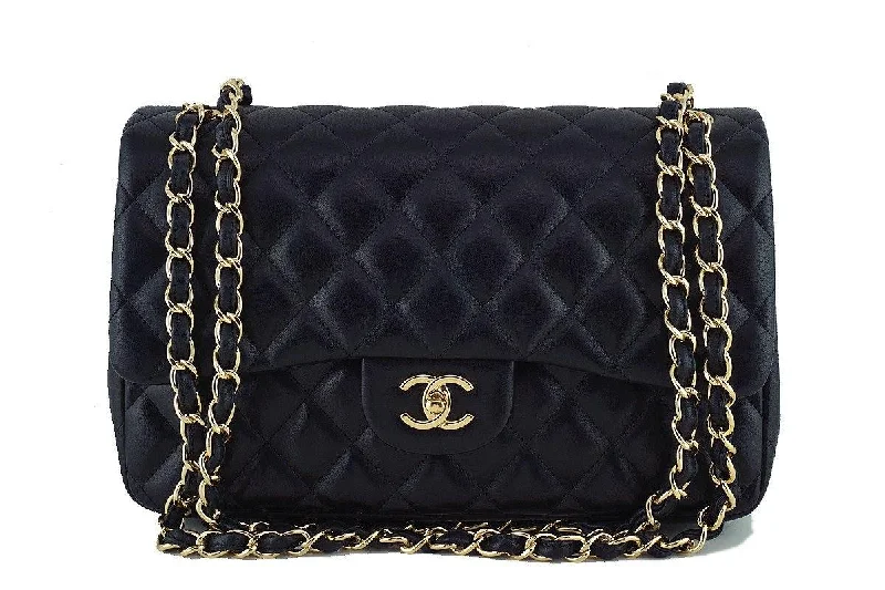 Chanel Black Lambskin Jumbo 2.55 Classic Double Flap Bag