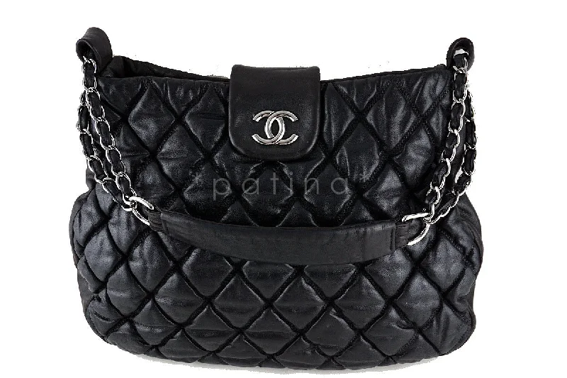 Chanel Black Large Bubble Quilt Shopper Tote Bag