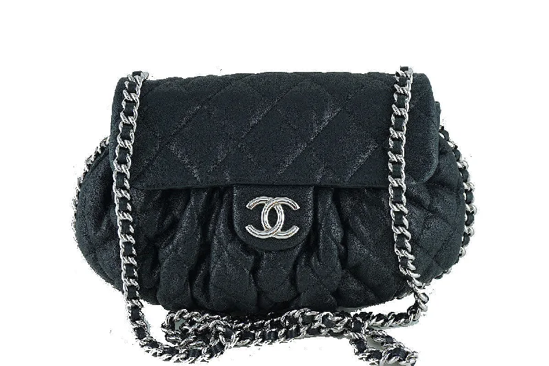 Chanel Black Large Chain Around Rounded Classic Flap Cross Body Bag