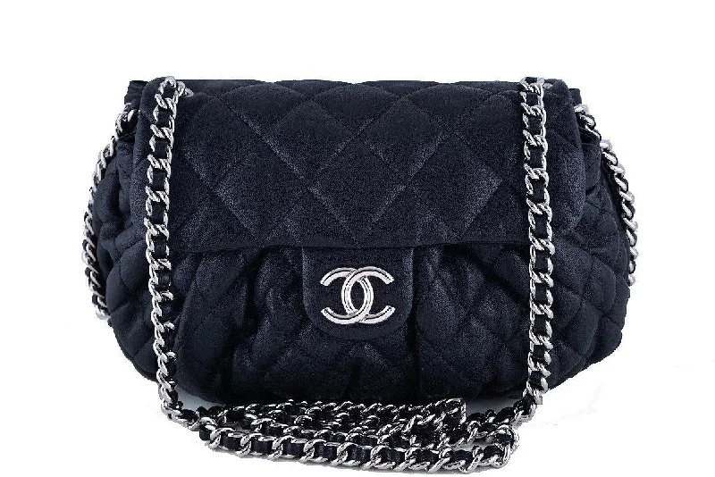 Chanel Black Large Chain Around Rounded Classic Flap Cross Body Bag