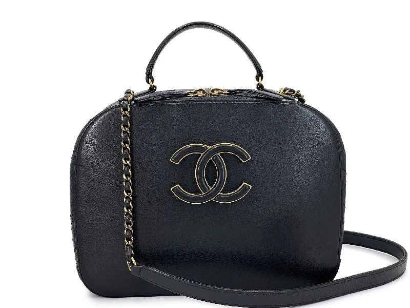 Chanel Black Luxe Vanity Case Bag Coco Curve GHW 36V