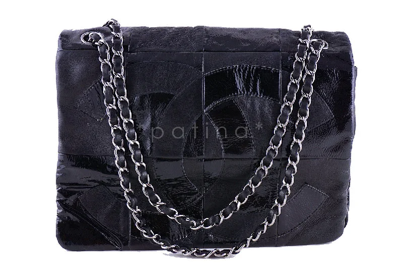 Chanel Black Patent Brooklyn Patchwork Flap  Bag