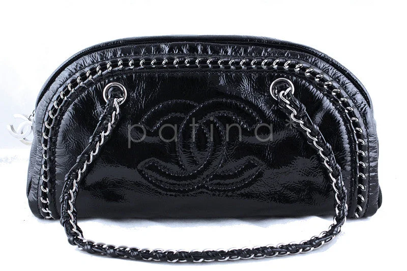 Chanel Black Patent Luxury Ligne Bowler Bag