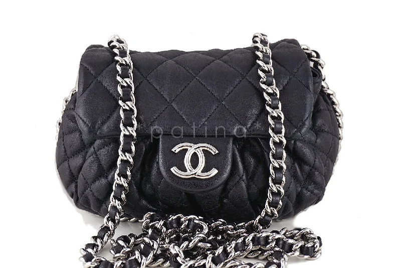 Chanel Black Small Chain Around Rounded Classic Cross Body Flap Bag