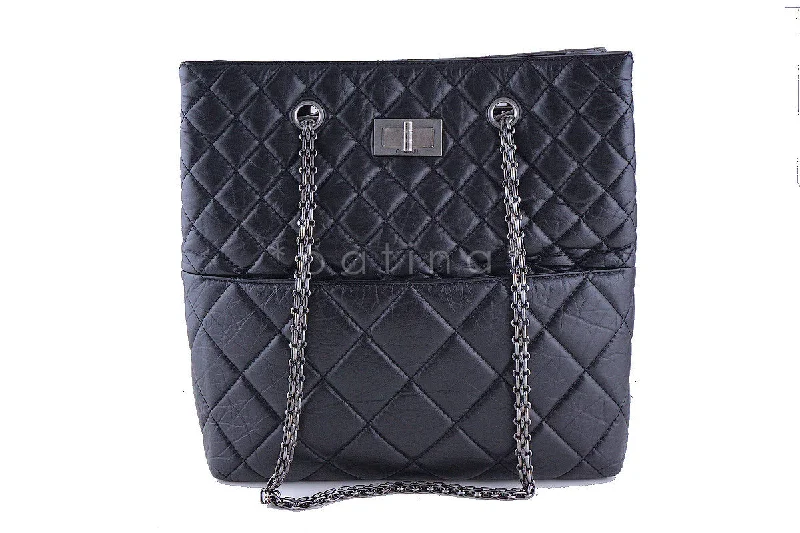 Chanel Black Tall Quilted Large Classic Reissue Tote Bag