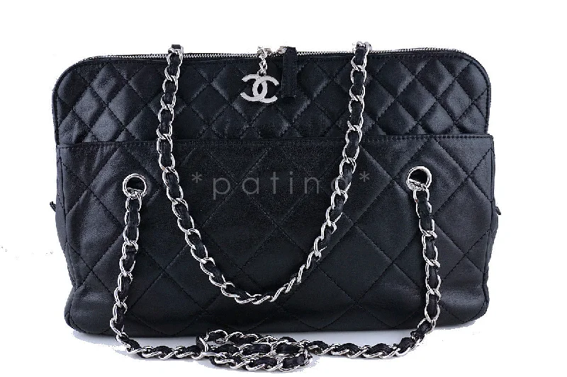 Chanel Camera In Business Tote CC Charm Black Classic Quilted  Bag