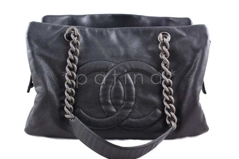 Chanel Charcoal Gray Soft Caviar Timeless Grand Shopping Tote GST Bag