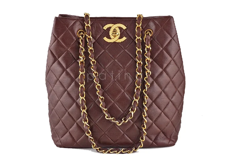 Chanel Chestnut Brown Vintage Jumbo CC Soft Classic Shopper Tote Bag