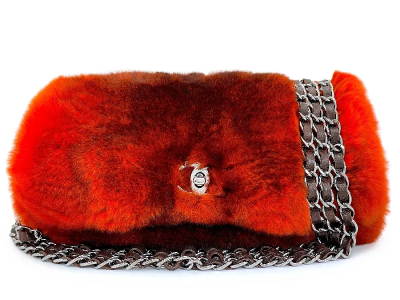 Chanel Chinchilla Orylag Triple Chain Fur Flap Bag RHW Z2C