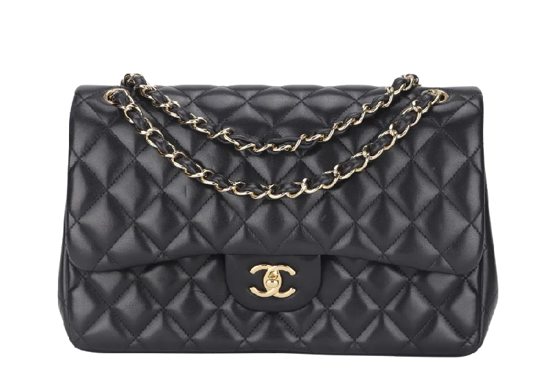 CHANEL CLASSIC DOUBLE FLAP JUMBO BLACK LAMBSKIN LEATHER GHW (1685xxxx) WITH CARD AND DUST COVER