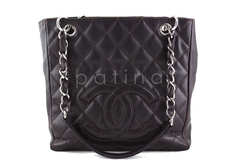 Chanel Dark Brown Caviar Classic Petite Shopper Tote PST Bag