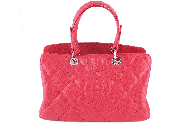 Chanel Fuchsia Pink Caviar Quilted Timeless Grand Shopping Tote GST Bag