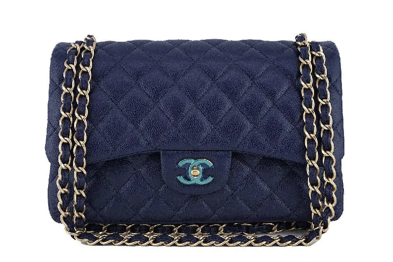 Chanel Navy Blue Caviar Jumbo 2.55 Classic Double Flap Bag