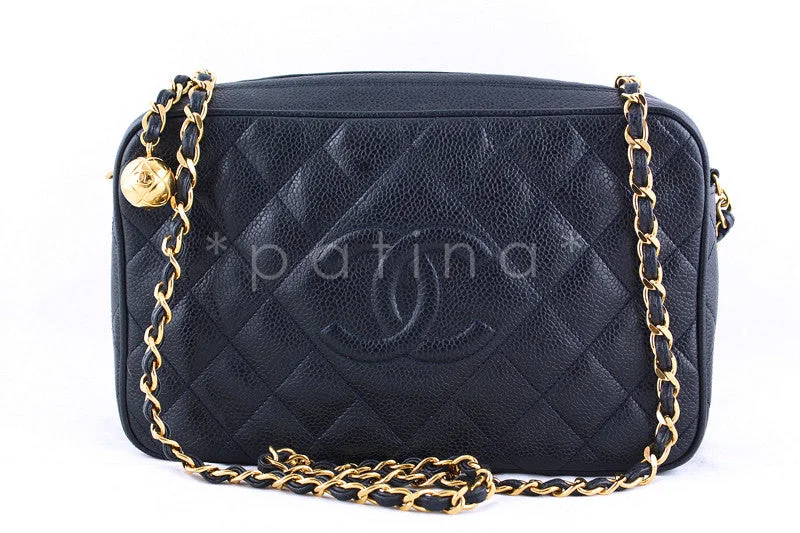 Chanel Navy Caviar Classic Quilted Camera Case Bag