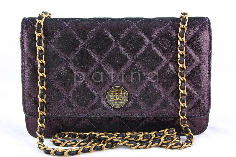 Chanel Plum Violet Classic Quilted WOC Wallet on Chain Flap Bag