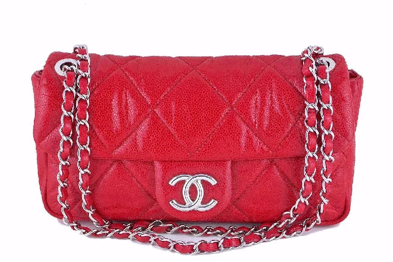 Chanel Red 10in. Soft Caviar Medium Quilted Classic Flap Bag