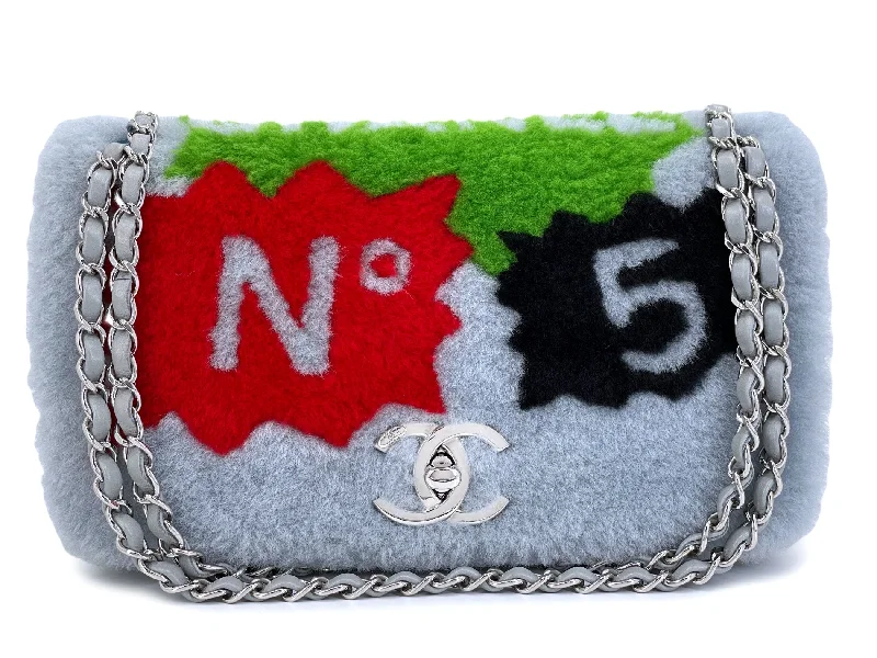 Chanel Shearling Supermarket Bag Gray 2014 Multicolor Comic Flap SHW 7NP