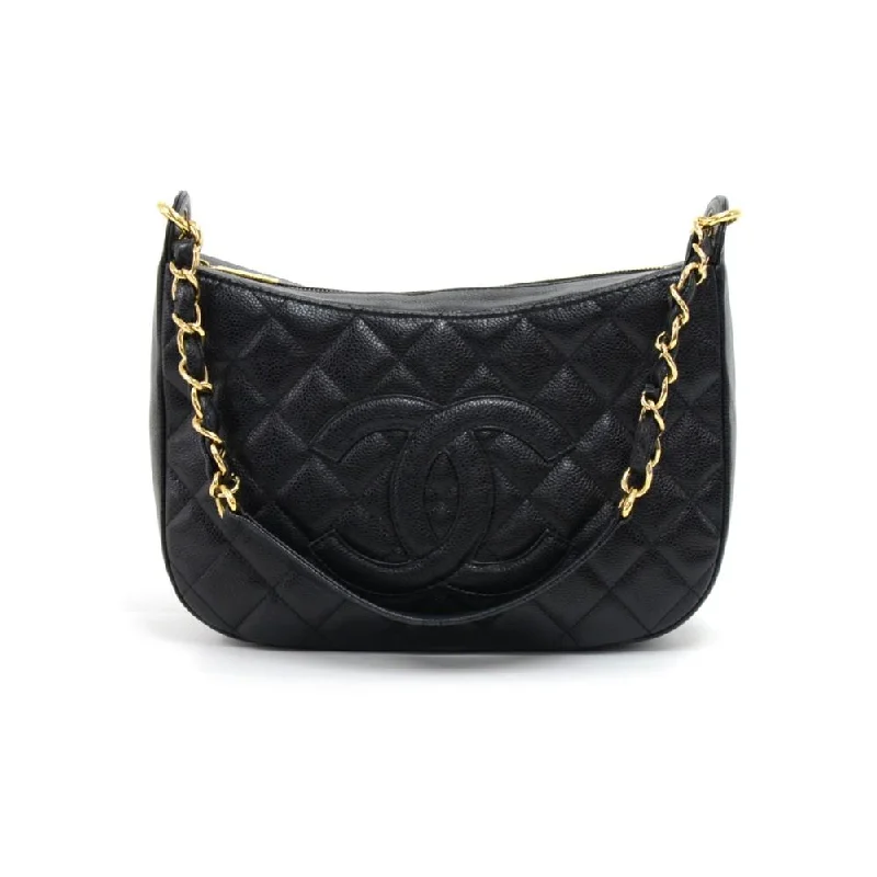 Quilted Caviar Leather CC Logo Shoulder Bag