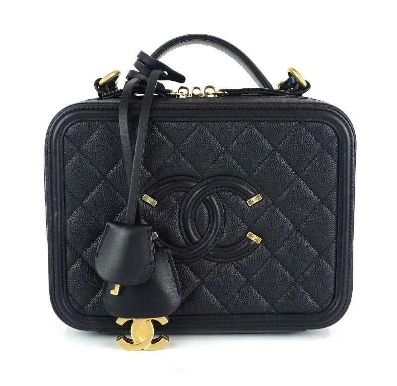 CC Filigree Quilted Caviar Leather Medium Vanity Case