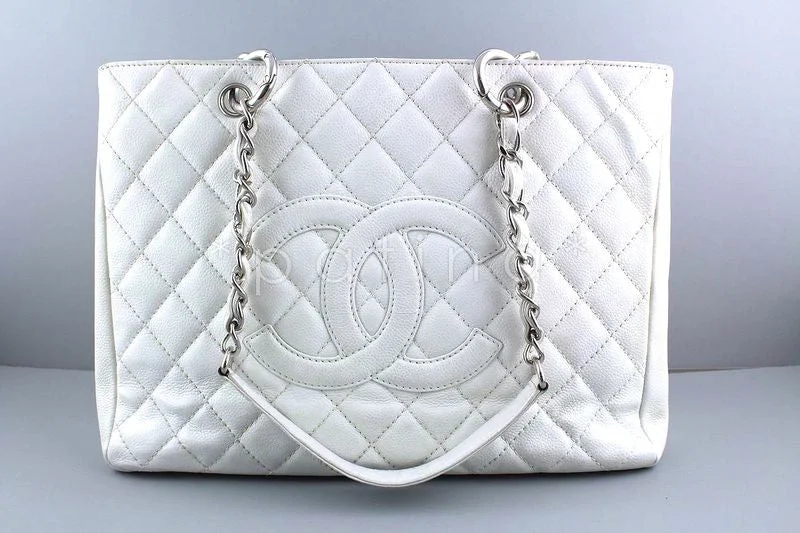 Chanel White Caviar Classic Grand Shopper Tote GST Shopping Bag