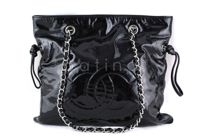 Chanel Black Patent Bon Bons Hobo Tote Bag