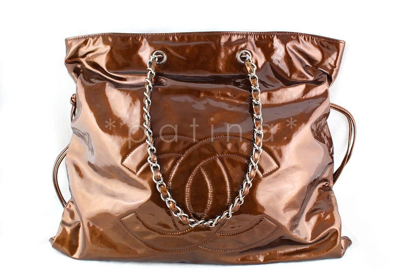 Chanel Bronze Jumbo Patent Bon Bons Cabas Tote Bag