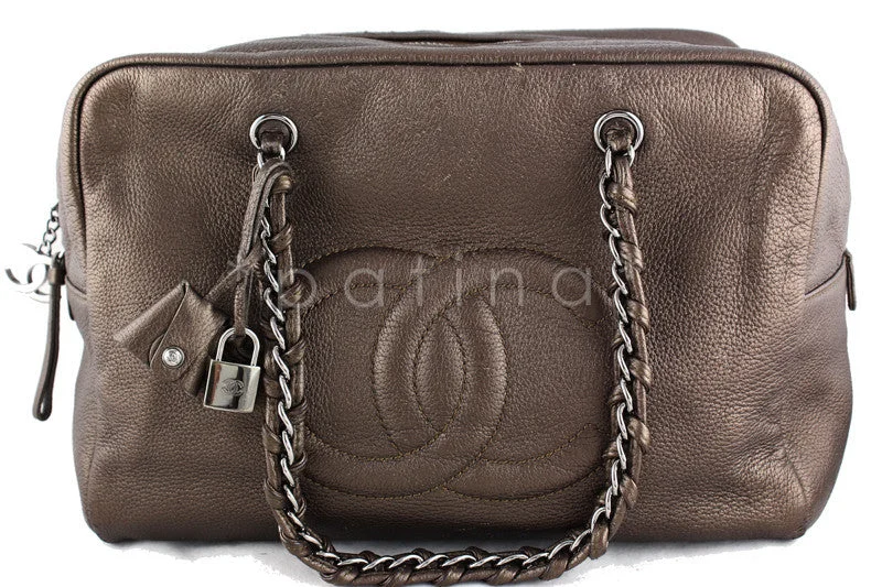 Chanel Bronze Soft Deerskin Luxury Ligne Jumbo XL Bowler Bag