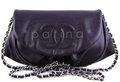 NWT 13A Chanel Purple Violet Fonce Caviar Half Moon WOC Wallet on Chain Bag