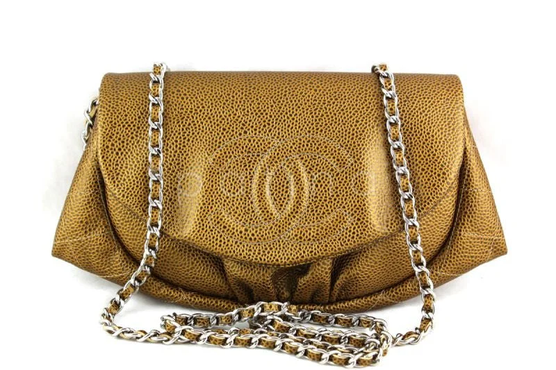 NWT 14C Chanel Gold Caviar Half Moon WOC Wallet on Chain Bag