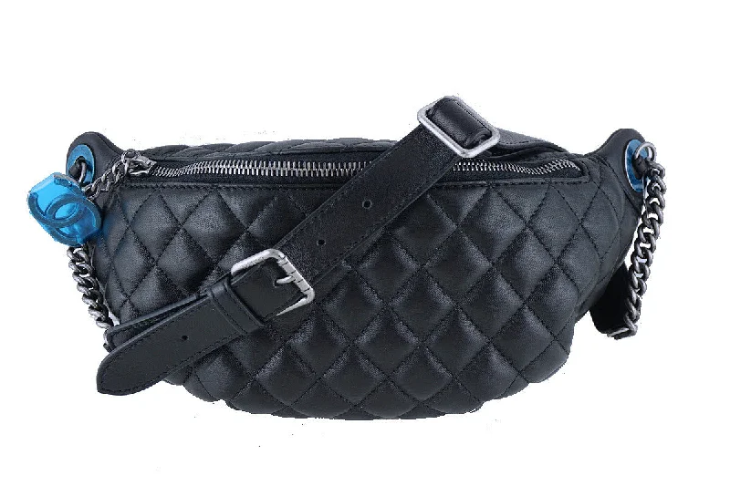 NWT 15A Chanel Black Quilted Classic Fanny Pack Bag