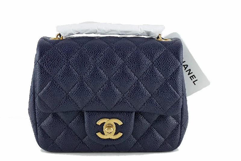 NWT 16C Chanel Navy Caviar  Square Mini 2.55 Classic Flap Bag