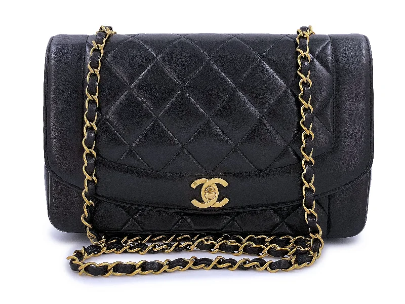 Chanel Black Medium Diana Bag Vintage Flap Lambskin 24k GHW