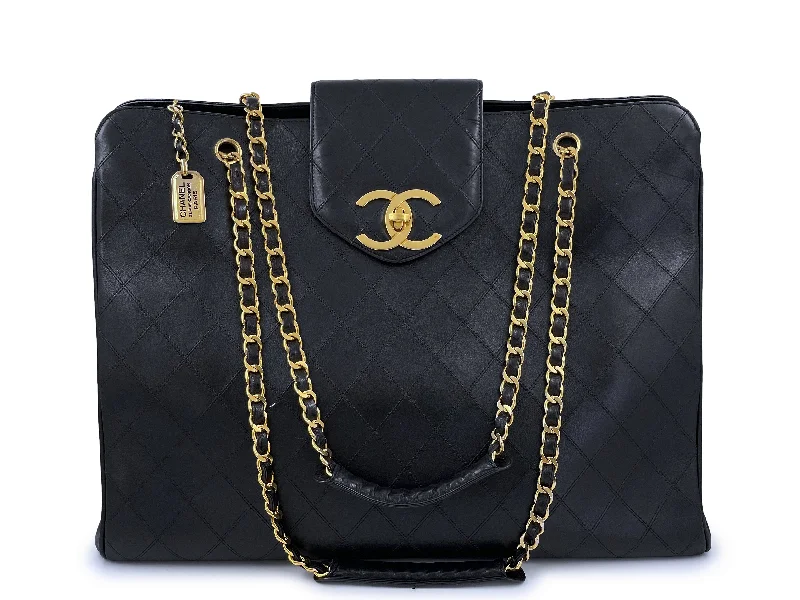 Chanel Vintage Black Quilted Supermodel XL Weekender Tote Bag 24k GHW