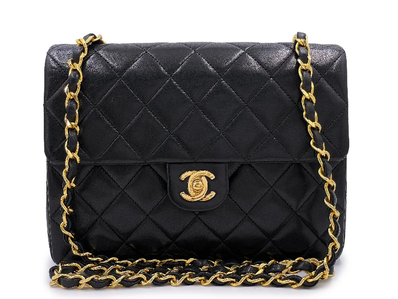 Chanel Vintage 1990 Black 20cm Square Mini Flap Bag 24k GHW