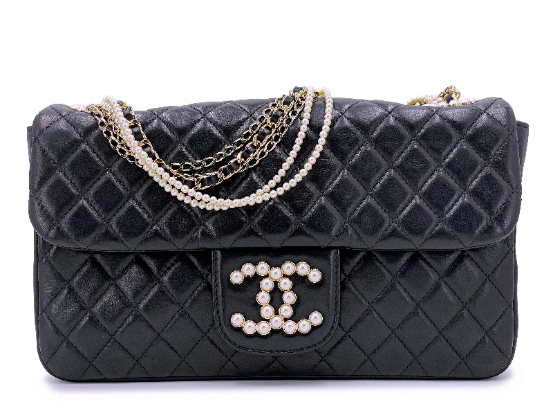 Chanel Black Westminster Pearl and Chain Flap Bag