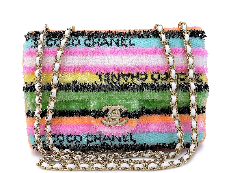 Chanel Micro Rainbow Sequins Rectangular Mini Flap Bag GHW