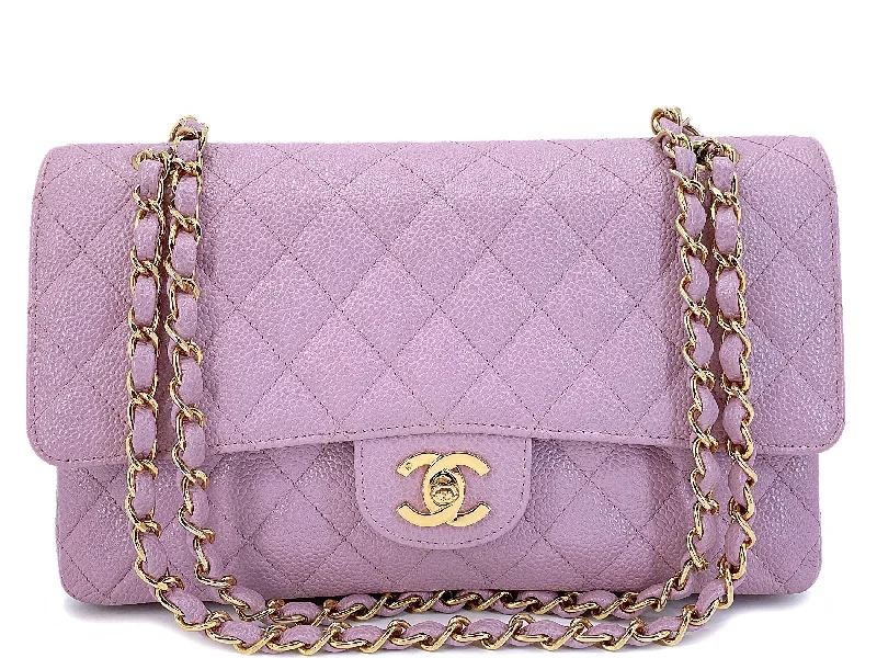 Chanel 2003 Vintage Lilac Caviar Medium Classic Double Flap Bag 24k GHW