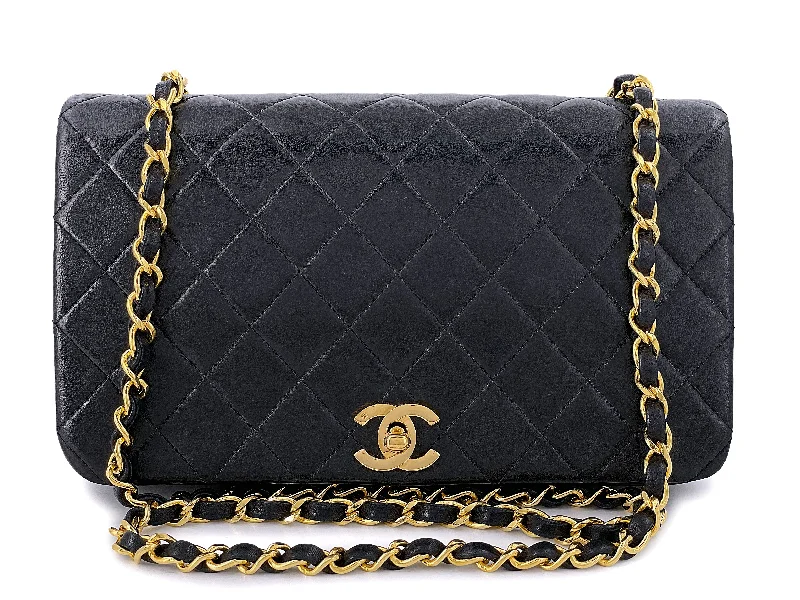 Chanel 1989 Vintage Black Full Flap Bag 24k GHW Lambskin