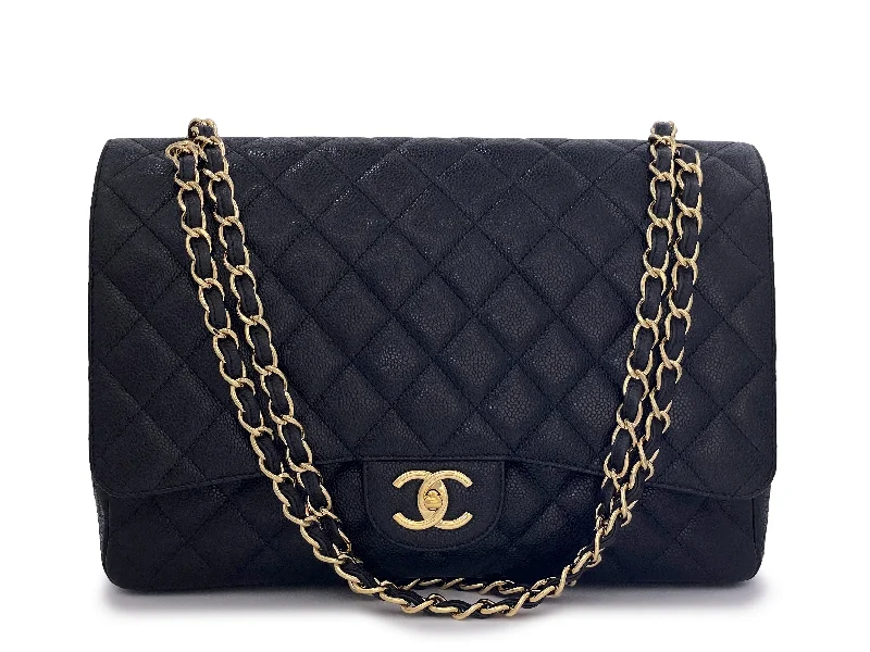 Chanel Black Caviar Maxi Flap Bag Classic Double GHW