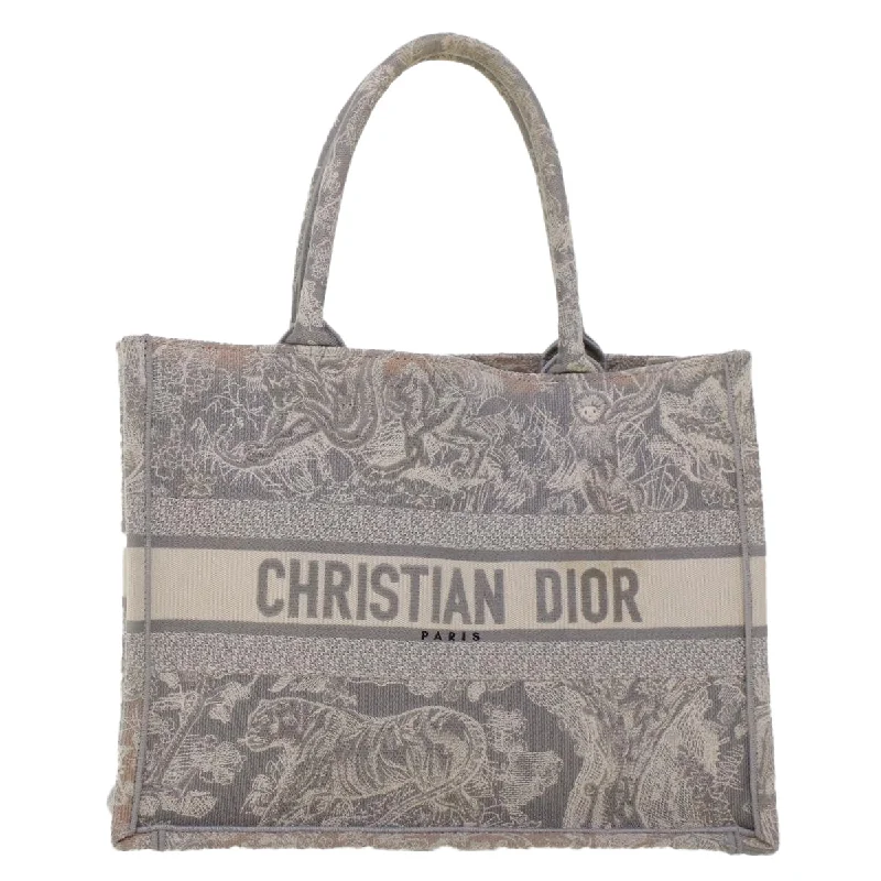 CHRISTIAN DIOR Book Tote Bag Canvas Gray M1286ZTDT_M932 Auth bs6141