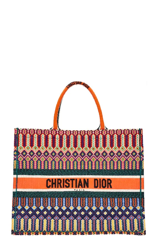 CHRISTIAN DIOR Book Tote Large Orange Green