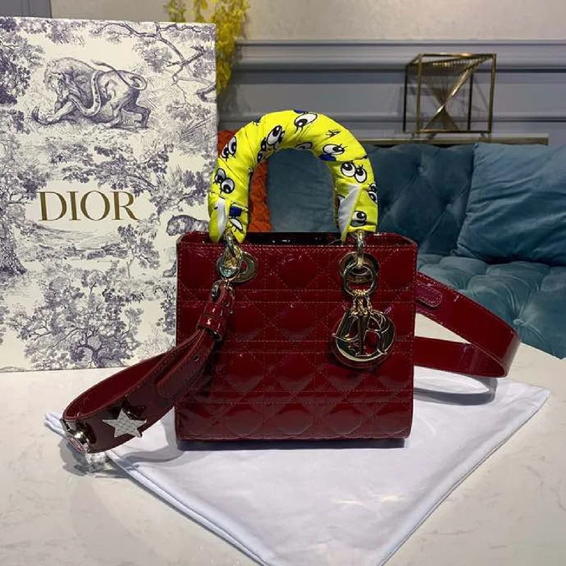 Christian Dior Small Lady Bag with Chain Gold Toned Hardware