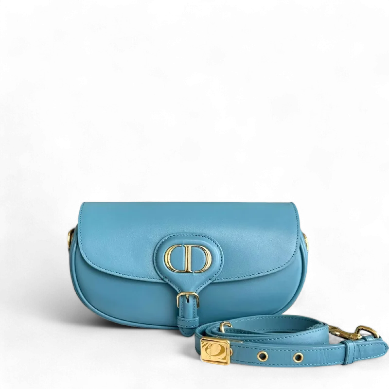 Dior Bobby East West - Smooth Calfskin Shoulder Bag Blue Gold Hardware