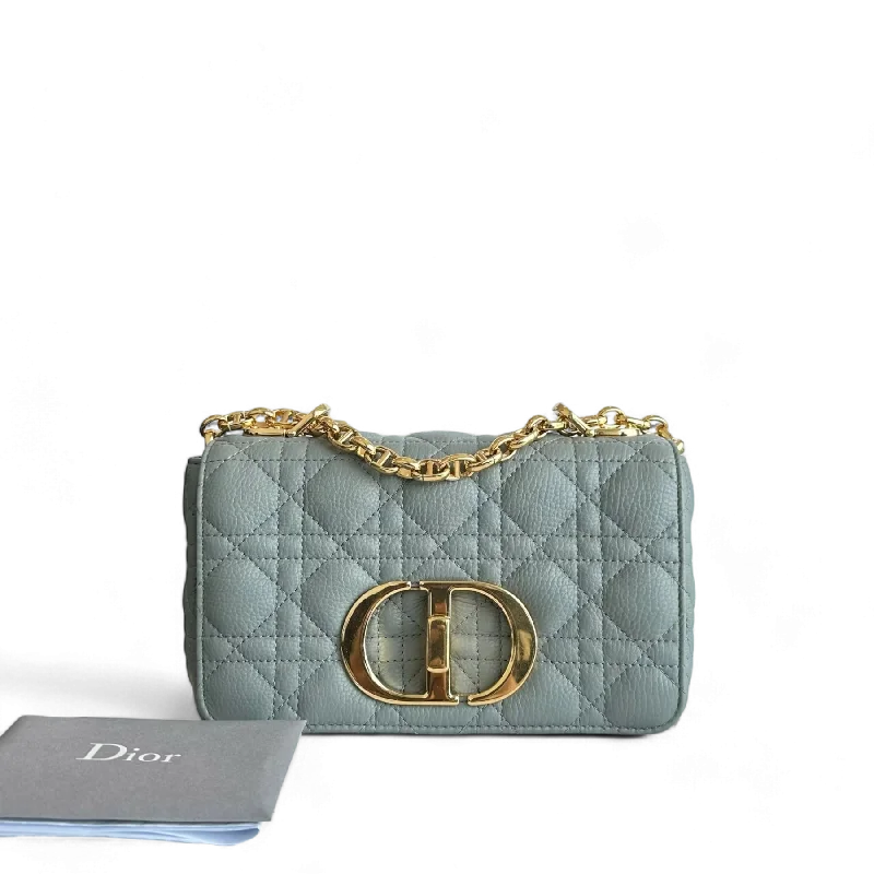 Dior Caro Small - Cannage Grained Calfskin Haze Blue Gold Hardware