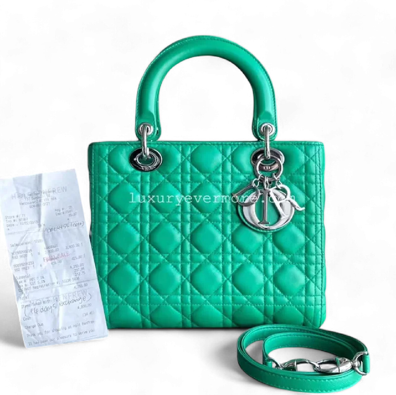 *Receipt* Lady Small Cannage Lambskin Green Silver Hardware