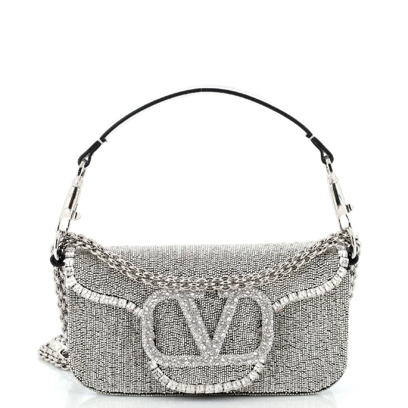 VLogo Loco Flap Shoulder Bag Embellished Leather Small